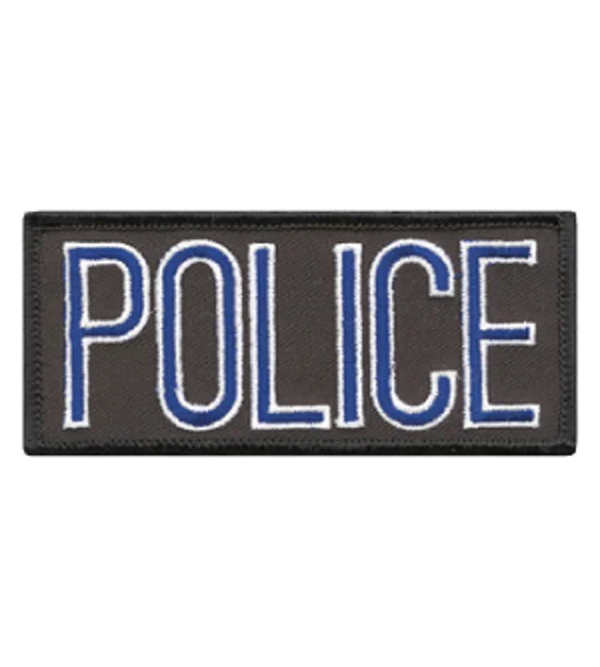 Police Front Chest Patch 2 x 4 Royal - White on Black