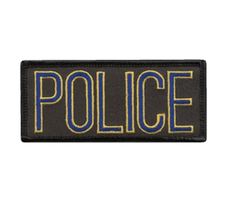 Police Front Chest Patch 2 x 4 Royal - Gold on Black