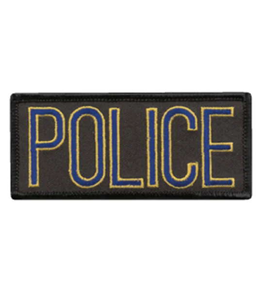 Police Front Chest Patch 2 x 4 Royal - Gold on Black