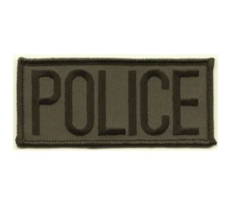 Police Front Chest Patch 2 x 4 Black on Olive Drab