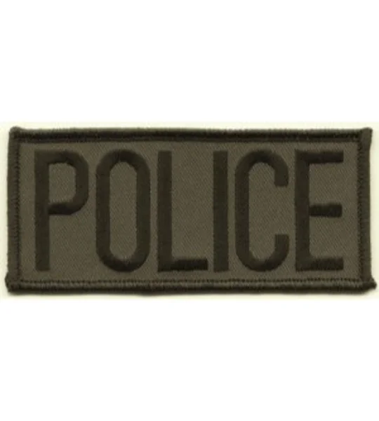 Police Front Chest Patch 2 x 4 Black on Olive Drab