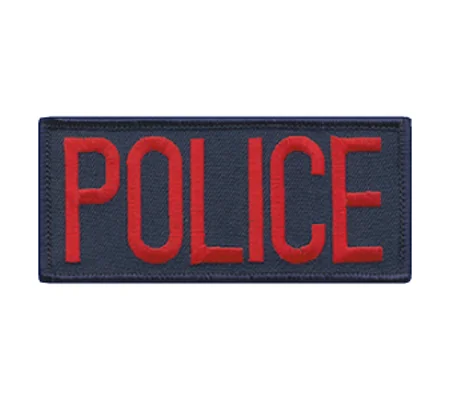 Police Front Chest Patch 2 x 4 Red on Navy