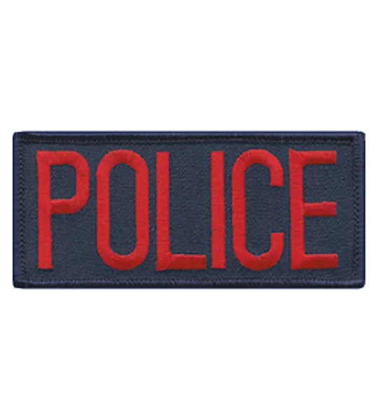 Police Front Chest Patch 2 x 4 Red on Navy