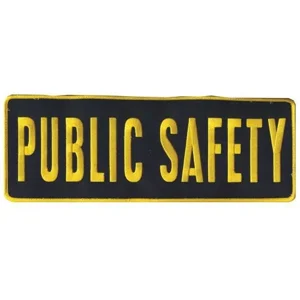 Public Safety Back Patch Large 4 x 11 Gold on Black