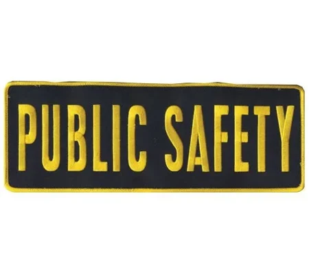 Public Safety Back Patch Large 4 x 11 Gold on Black
