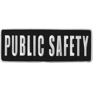 Public Safety Back Patch Large 4 x 11 Silver on Black