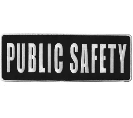 Public Safety Back Patch Large 4 x 11 Silver on Black
