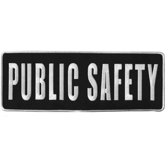 Public Safety Back Patch Large 4 x 11 Silver on Black