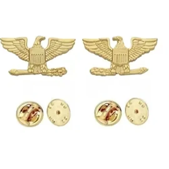 Colonel Eagle Collar Pins Gold Military Officer Gold