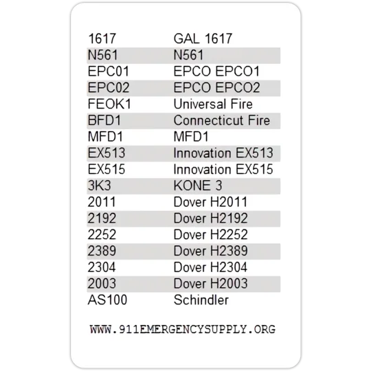 Firefighter Elevator Door Keys Master Set of 36