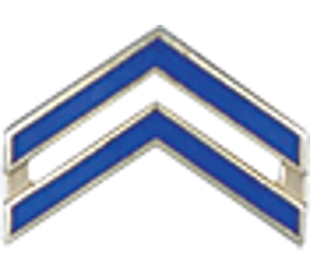 Corporal Chevron Collar Pins Blue on Gold Officer Military