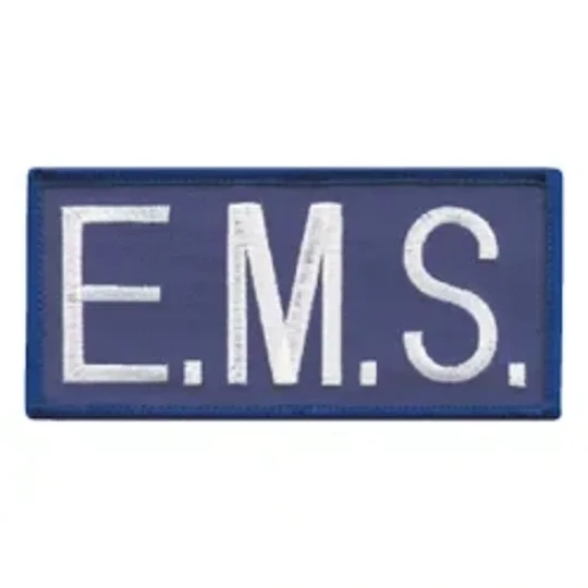 EMS Embroidered Front ID Patch White on Royal
