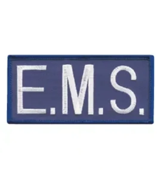 EMS Embroidered Front ID Patch White on Royal