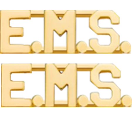 Collar Pins Insignia Letters 1/2'' E.M.S. EMS Emergency Medical Gold
