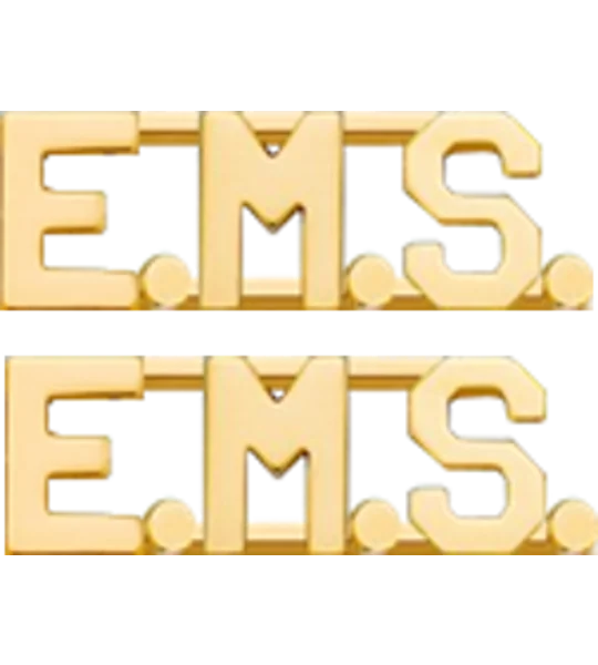 Collar Pins Insignia Letters 1/2'' E.M.S. EMS Emergency Medical Gold