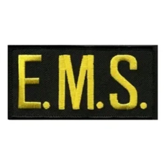 EMS Embroidered Front ID Patch Gold on Black