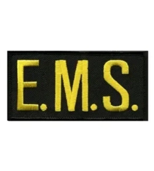 EMS Embroidered Front ID Patch Gold on Black