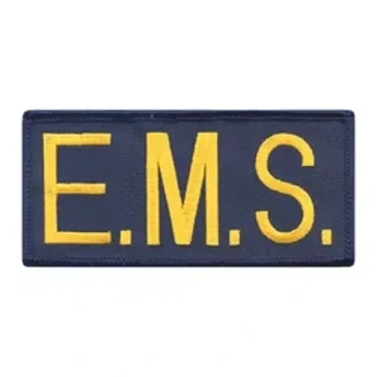 EMS Embroidered Front ID Patch Gold on Navy
