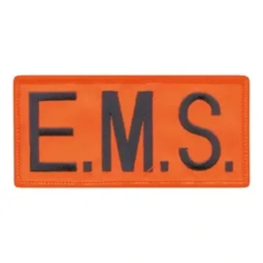 EMS Embroidered Front ID Patch Navy on Orange
