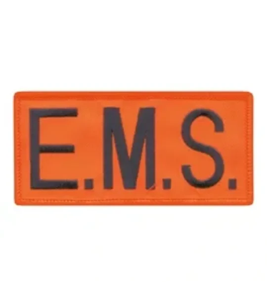 EMS Embroidered Front ID Patch Navy on Orange