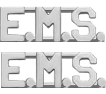 Collar Pins Insignia Letters 1/2'' E.M.S. EMS Emergency Medical Silver