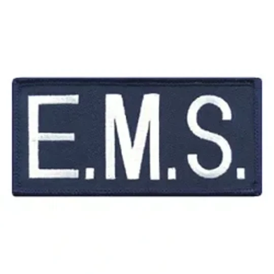 EMS Embroidered Front ID Patch White on Navy
