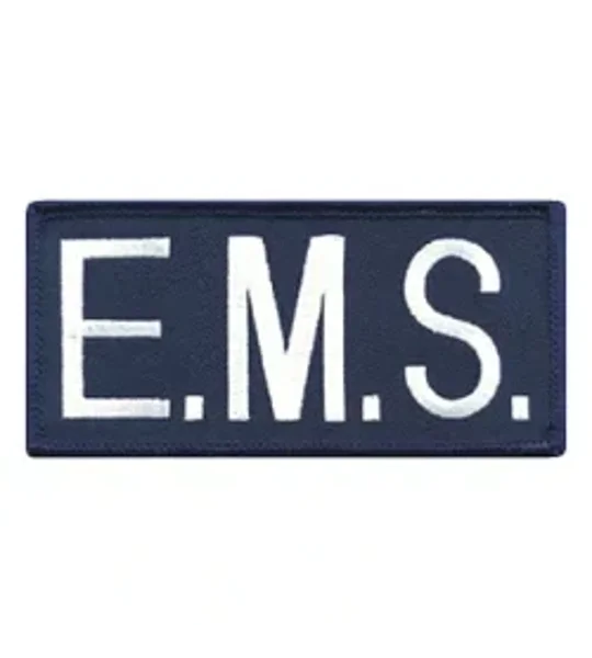 EMS Embroidered Front ID Patch White on Navy