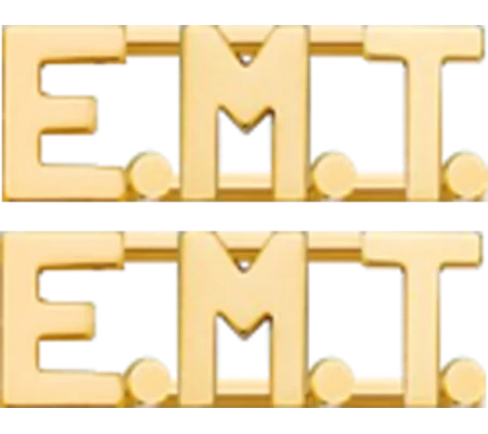 Collar Pins Insignia Letters 1/2'' E.M.T. EMT Emergency Medical Gold