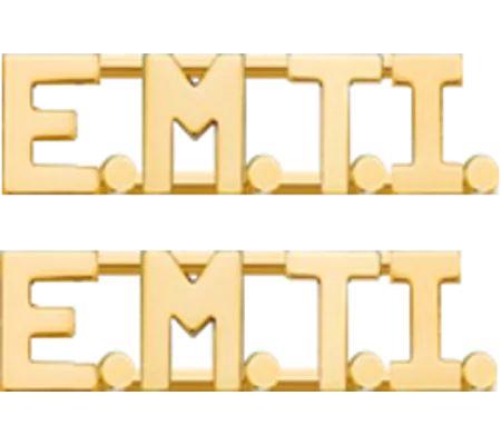 Collar Pins Insignia Letters 3/8'' E.M.T.I.. Intermediate Gold EMTI