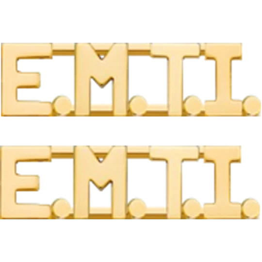 Collar Pins Insignia Letters 3/8'' E.M.T.I.. Intermediate Gold EMTI
