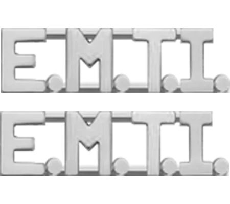 Collar Pins Insignia Letters 3/8'' E.M.T.I.. Intermediate Silver EMTI