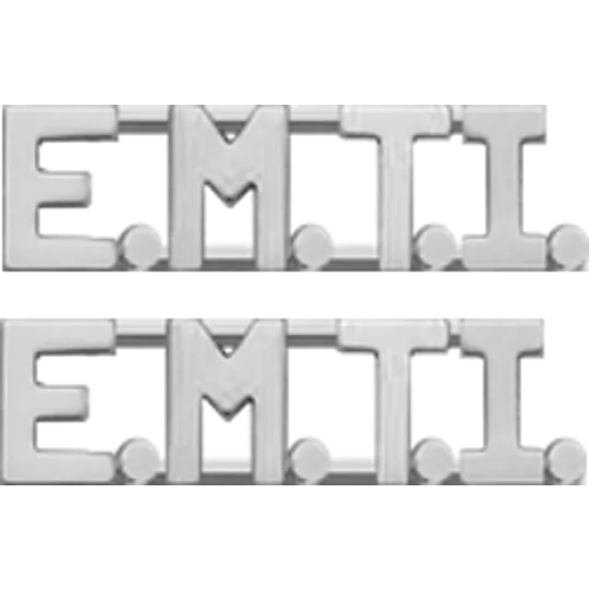 Collar Pins Insignia Letters 3/8'' E.M.T.I.. Intermediate Silver EMTI