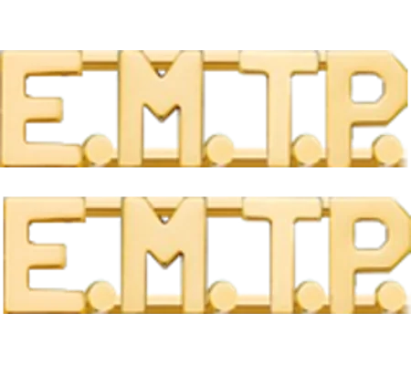 Collar Pins Insignia Letters 3/8'' E.M.T.P.. Paramedic Gold EMTP