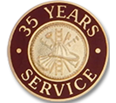 Collar Insignia Tac Pin Red Years Service 35