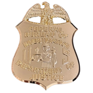 Department Of Justice FBI Badge Gold