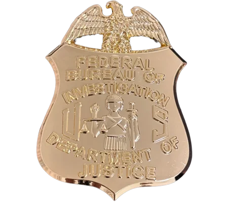 Department Of Justice FBI Badge Gold