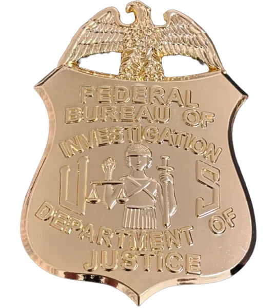 Department Of Justice FBI Badge Gold