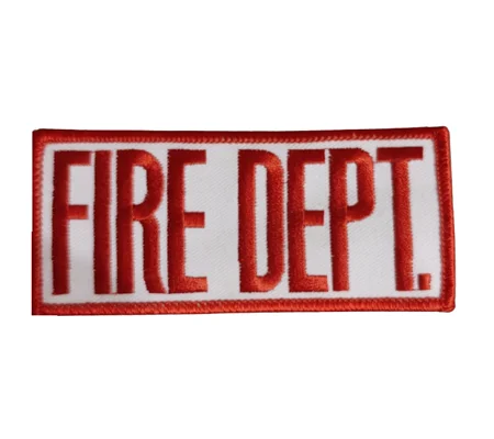 Fire Dept Front Patch 2 x 4 Red on White