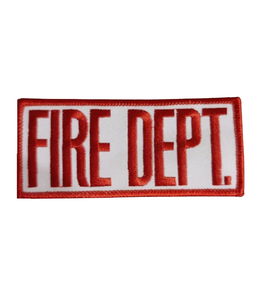 Fire Dept Front Patch 2 x 4 Red on White