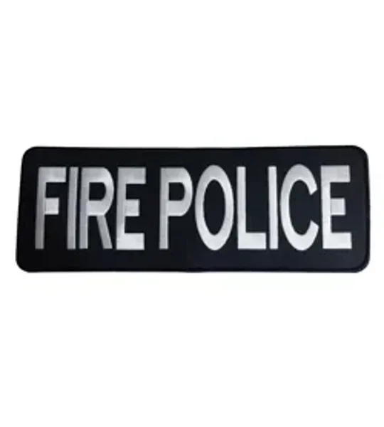 Fire Police PD Back Patch Large 4 x 11 White on Midnight Blue