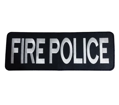 Fire Police PD Back Patch Large 4 x 11 White on Midnight Blue