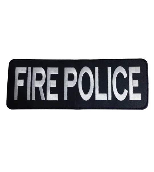 Fire Police PD Back Patch Large 4 x 11 White on Midnight Blue