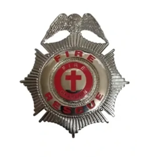 Sunburst Eagle Top Badge Fire Rescue Silver Chaplain