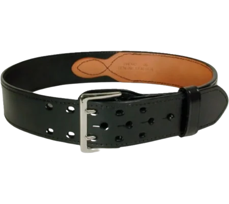 Leather Duty Belt Sam Browne Half Line Black 2 1/4" Basket Weave