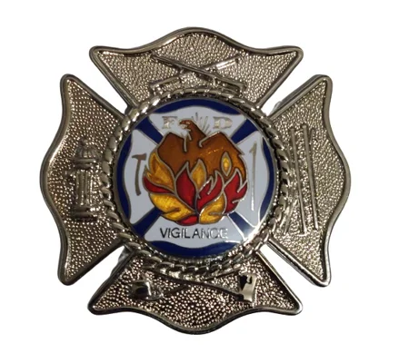 Fire Malteese Disc Hat Pin Screw Post Insignia Class A Silver