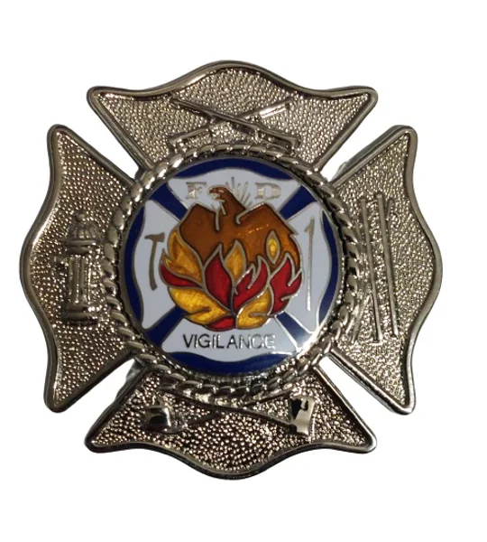 Fire Malteese Disc Hat Pin Screw Post Insignia Class A Silver