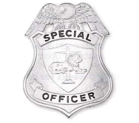 Special Officer Shield Badge Lion with Scales Silver
