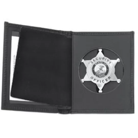 Leather Bi Fold Hidden Badge Wallet Shield Cut Out