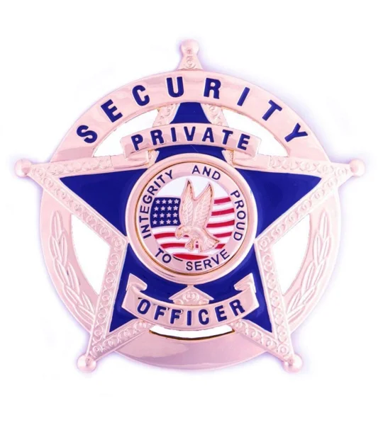 Security Officer Private Star over Circle Breast Badge Gold
