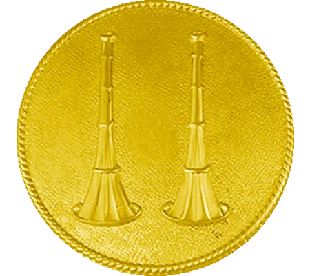 Hat Pin Bugles Disc 2 Side by Side Gold Captain Screw Post Smooth
